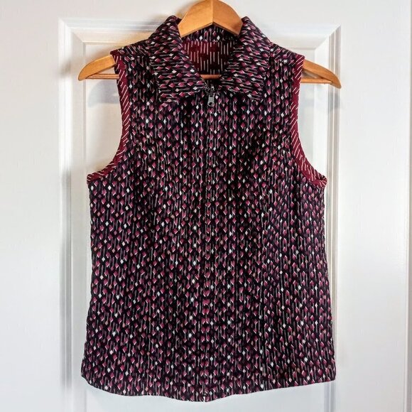 Christopher & Banks Contrast Print Reversible Quilted Vest - Picture 1 of 4